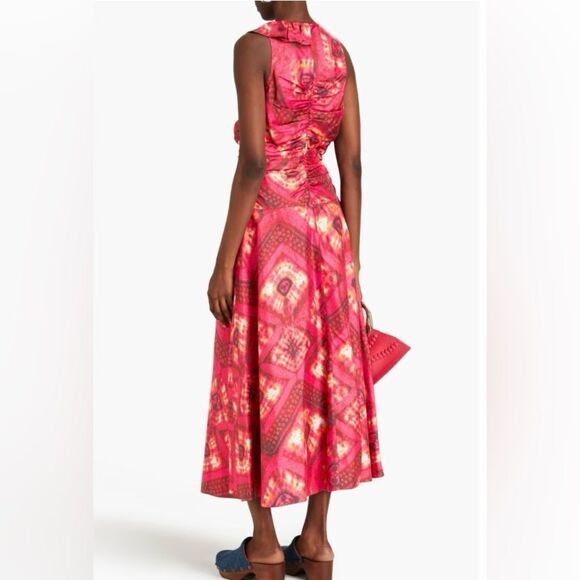 #701 ULLA JOHNSON Silk Front Slit Midi dress - Picture 3 of 12